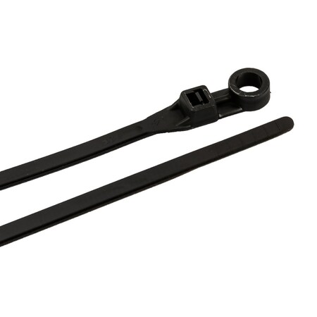 Forney Mounting Cable Tie, 8 in L, 2 in Max Bundle Dia., Black, Nylon 6/6, 50 lb Strength, Flame Retardant, 100 PK 62107